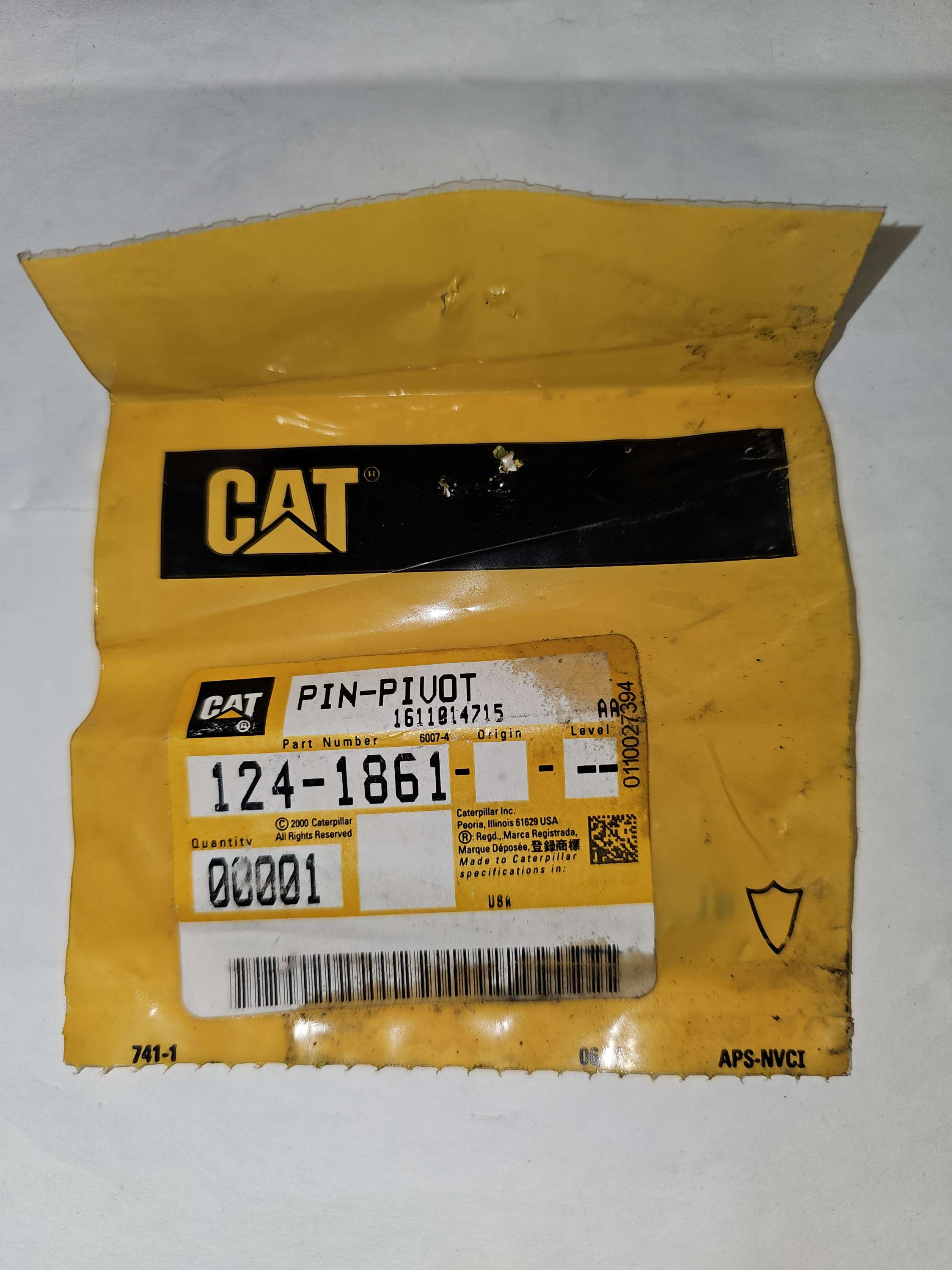 124-1861 Pin Pivot Caterpillar CAT 1241861