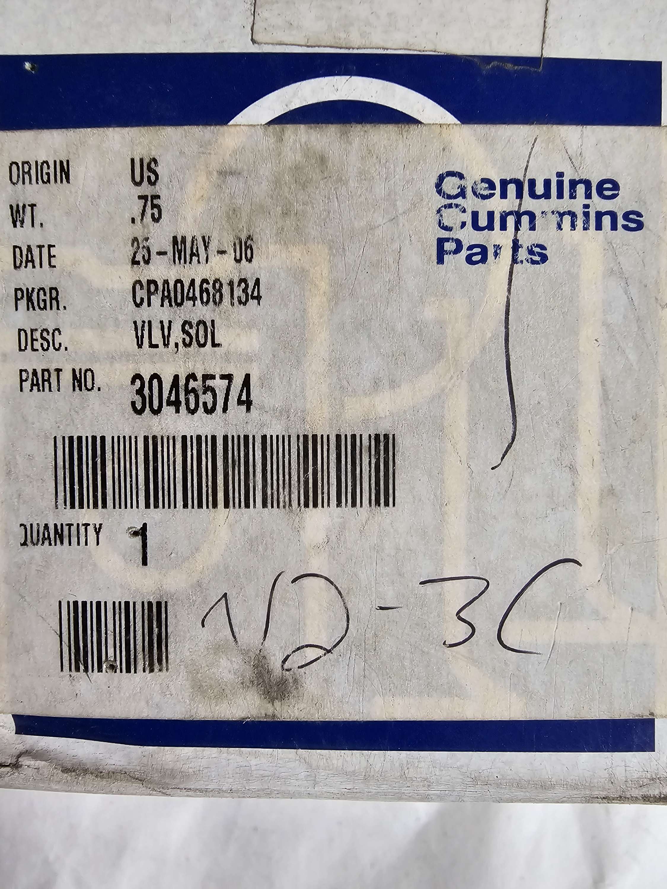3046574 | Genuine Cummins C-Brake Engine Brake Solenoid Valve