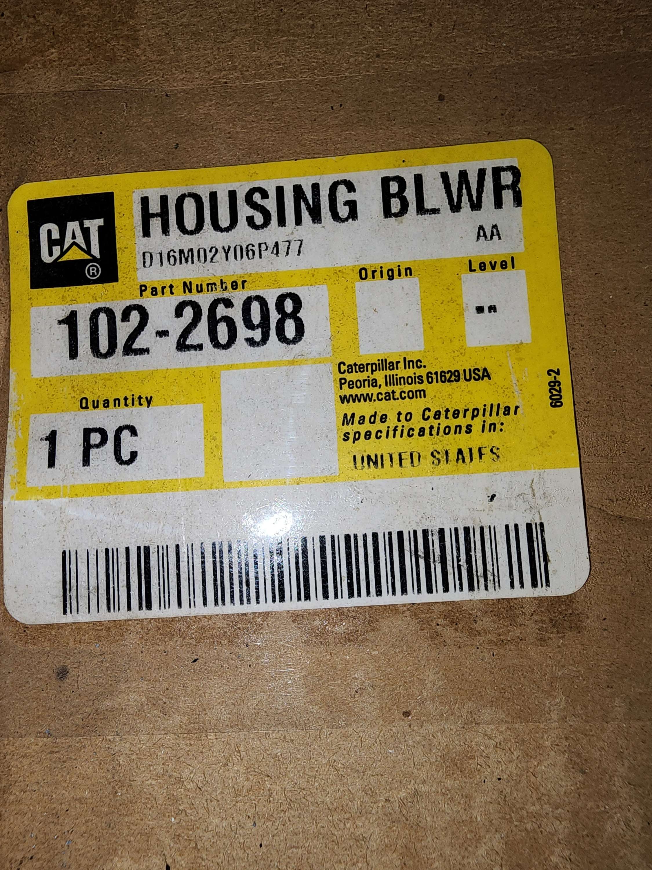 102-2698 Blower Housing Caterpillar CAT 1022698