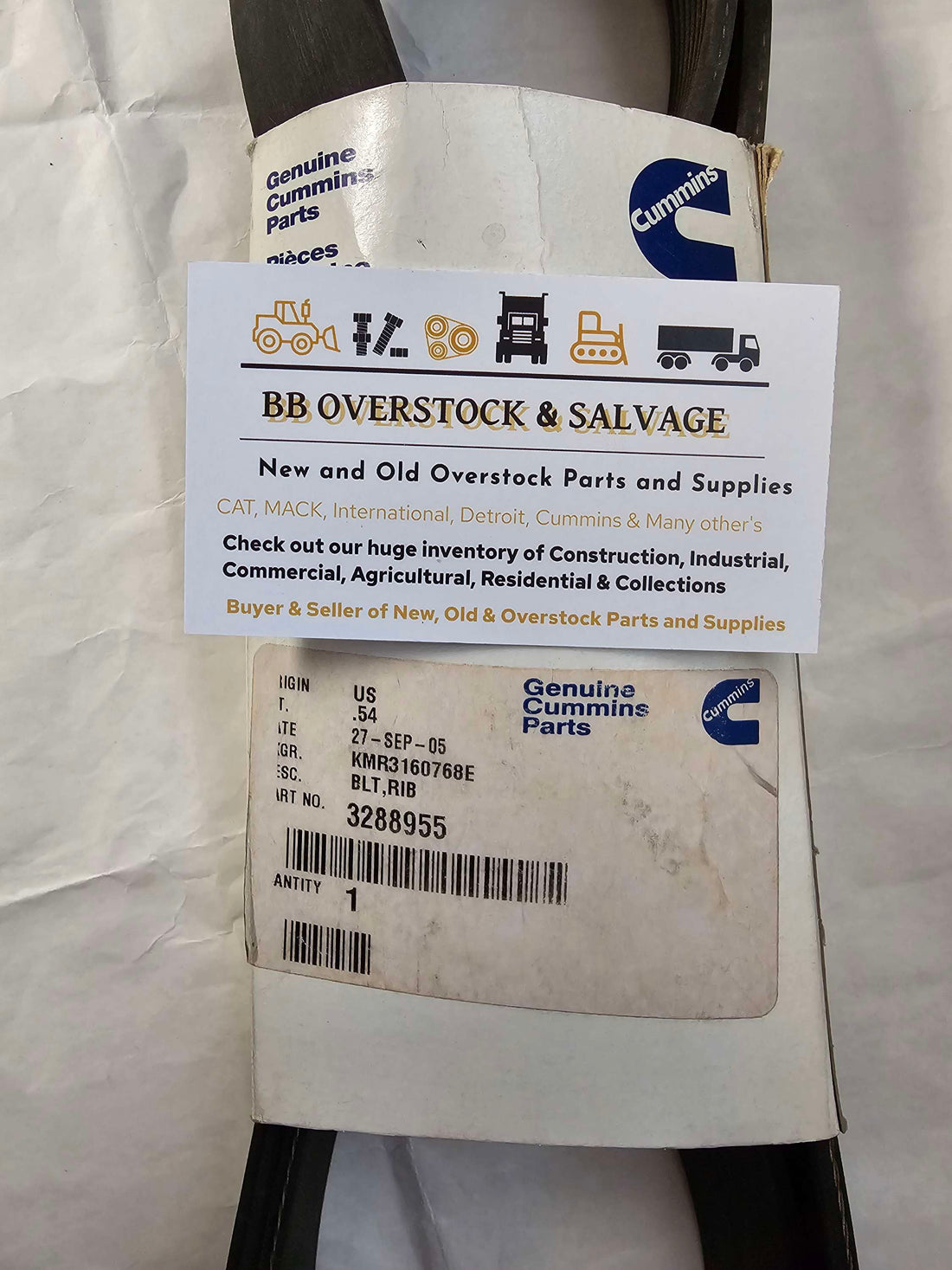 3288955 Genuine Cummins Ribbed V-Belt Serpentine