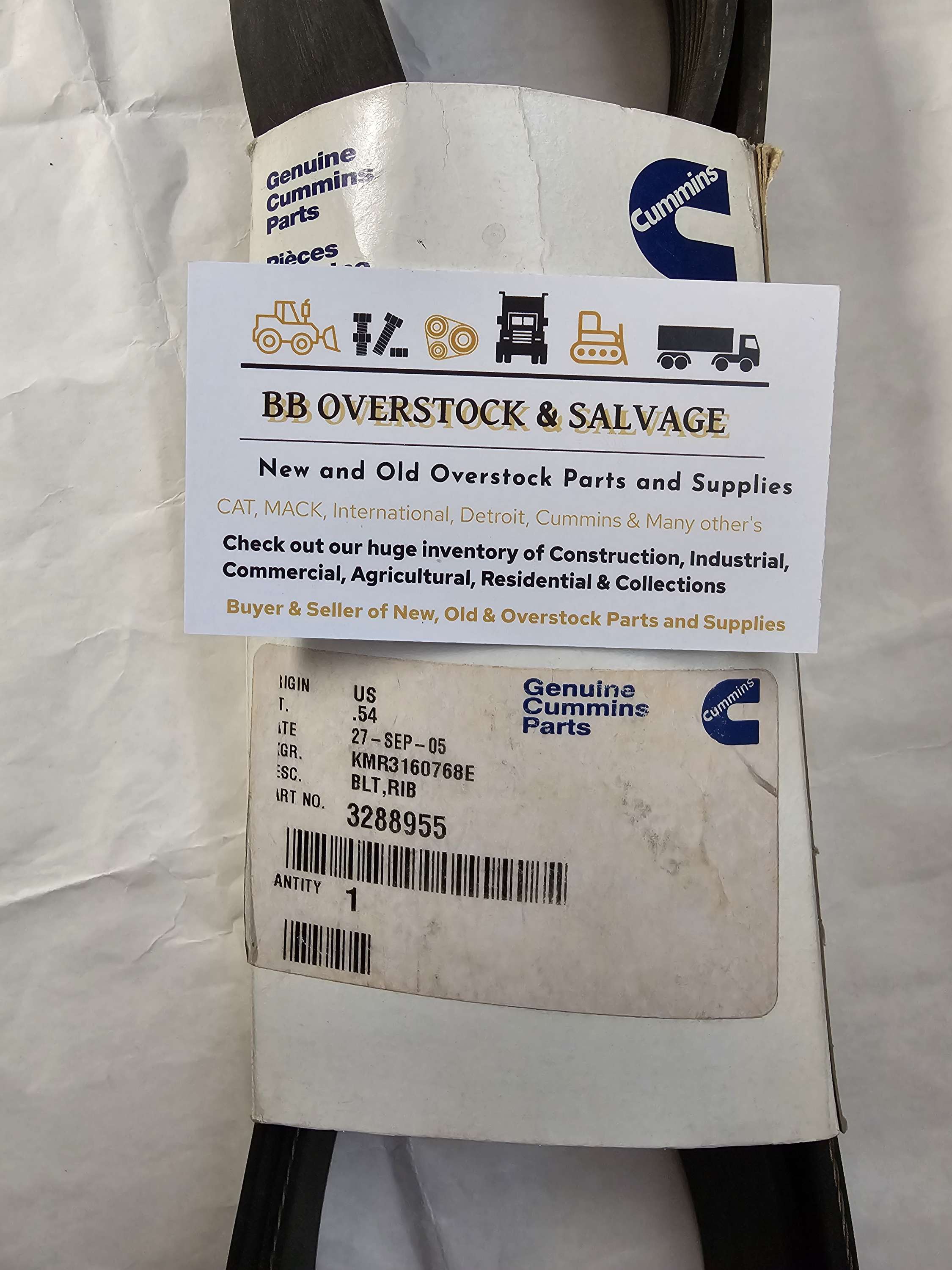 3288955 Genuine Cummins Ribbed V-Belt Serpentine