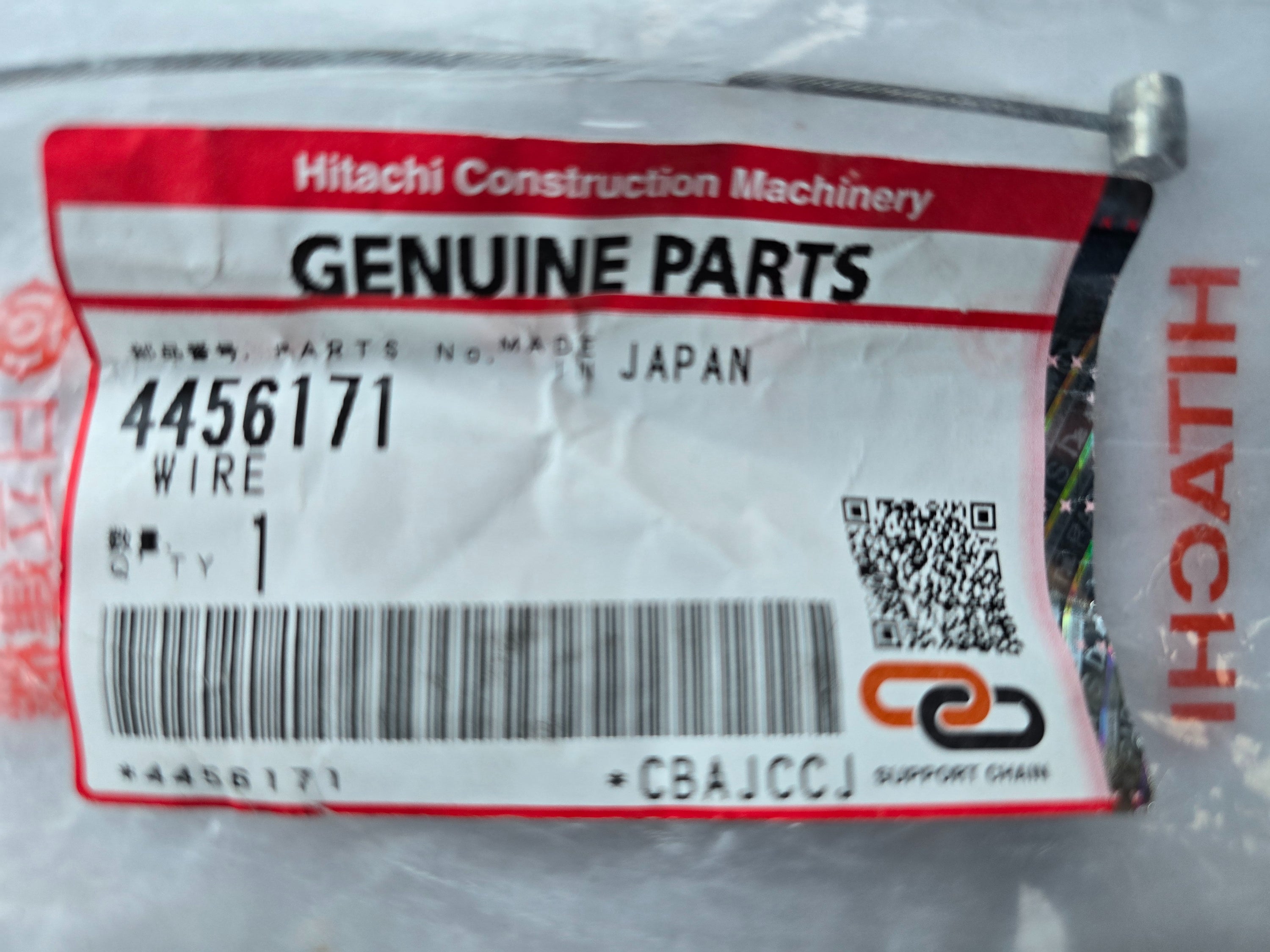4456171 Genuine OEM Hitachi/John Deere Door Wire Cable