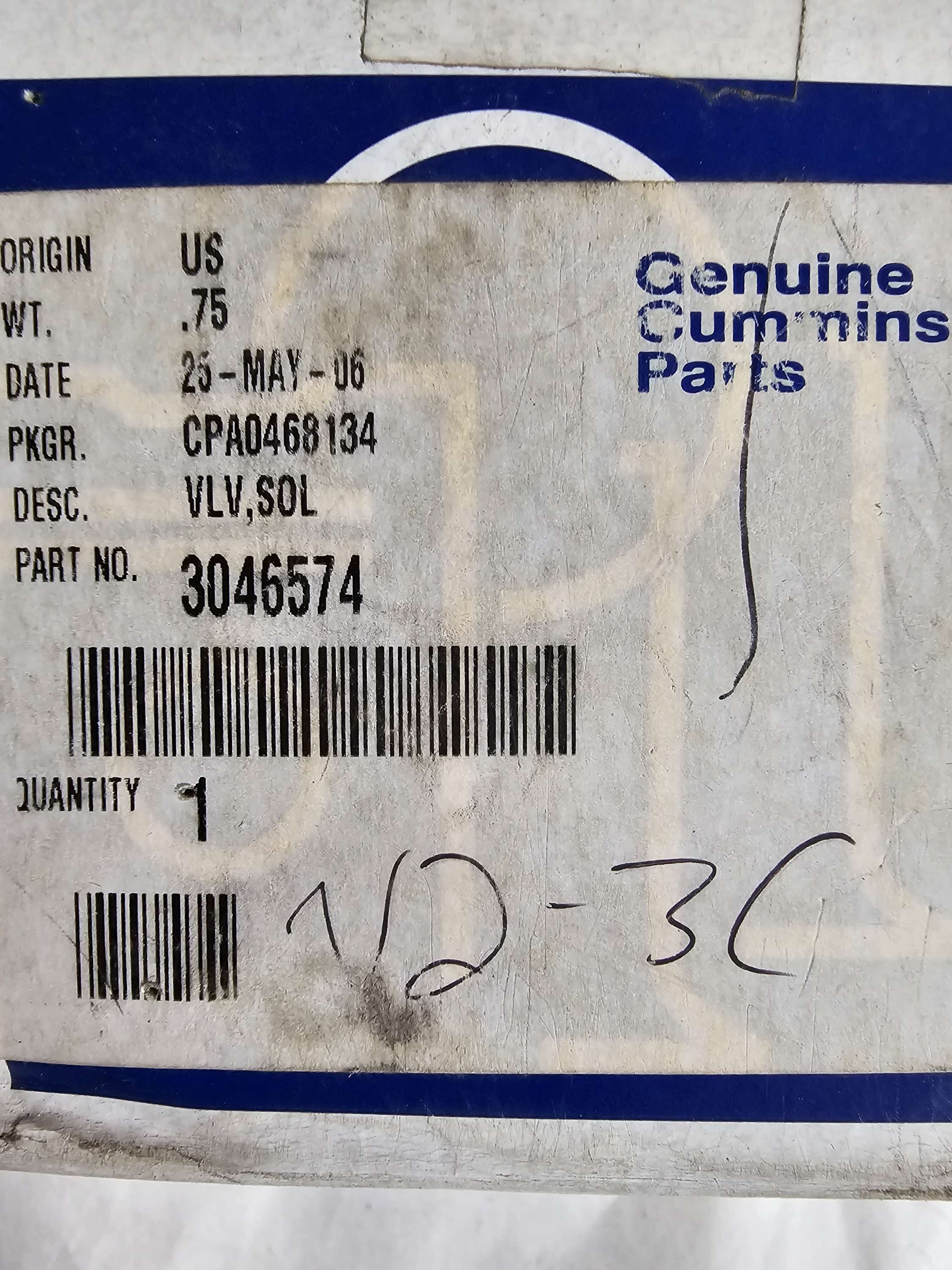 3046574 | Genuine Cummins C-Brake Engine Brake Solenoid Valve