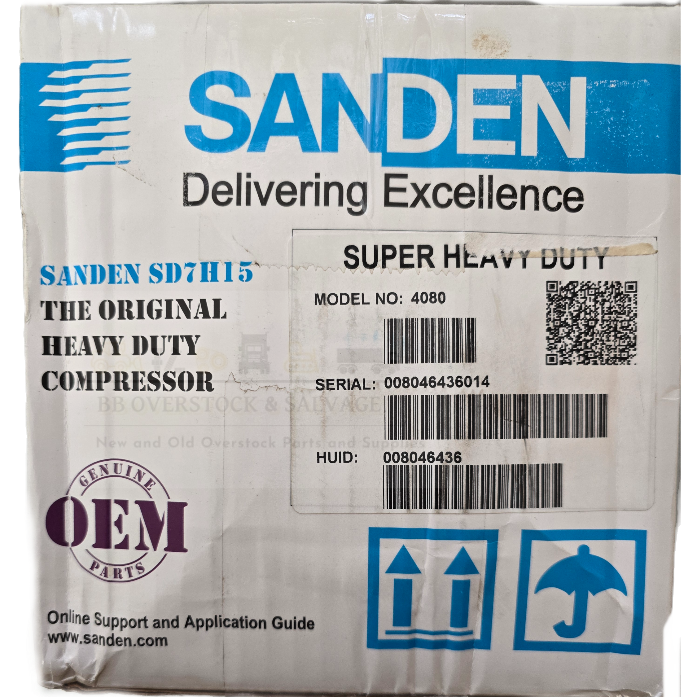 Sanden P/N SD7H15 Volvo/Mack HVAC Air Conditioning Compressor 1000-ACC3453