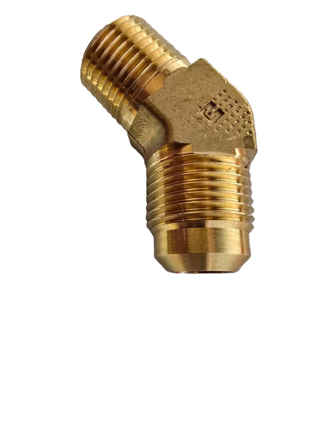 54X10-F Brass (10)-5/8 45SAE Flare to 1/2 NPT 45 Degree Flare Elbow