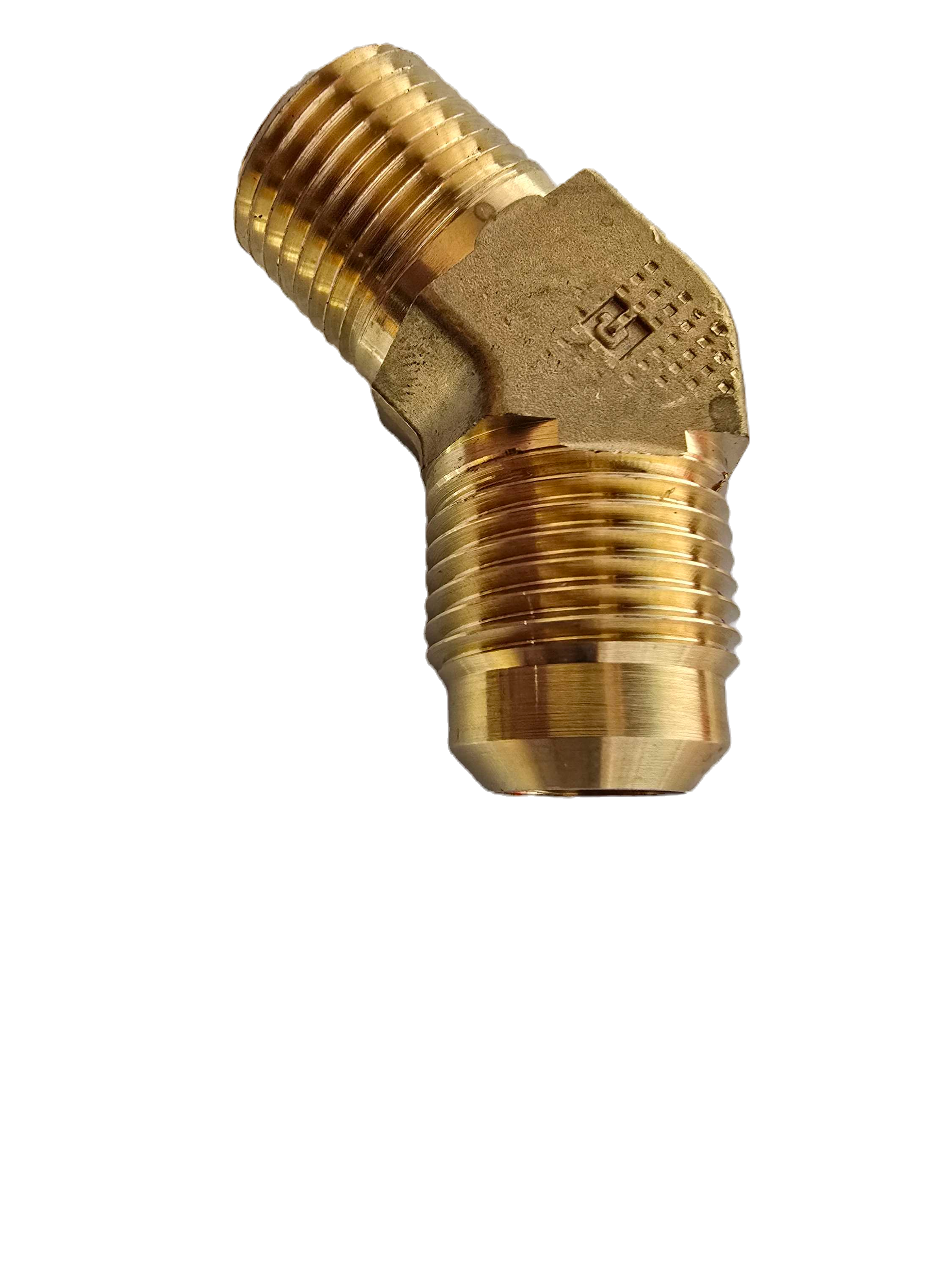 54X10-F Brass (10)-5/8 45SAE Flare to 1/2 NPT 45 Degree Flare Elbow