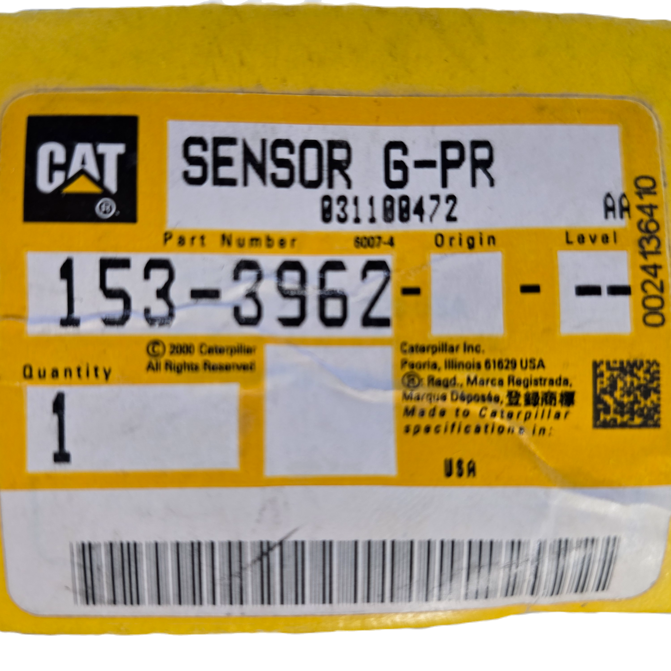 Genuine Caterpillar 153-3962 Pressure Sensor | 5kHz PWM | OEM New Old Stock (NOS)