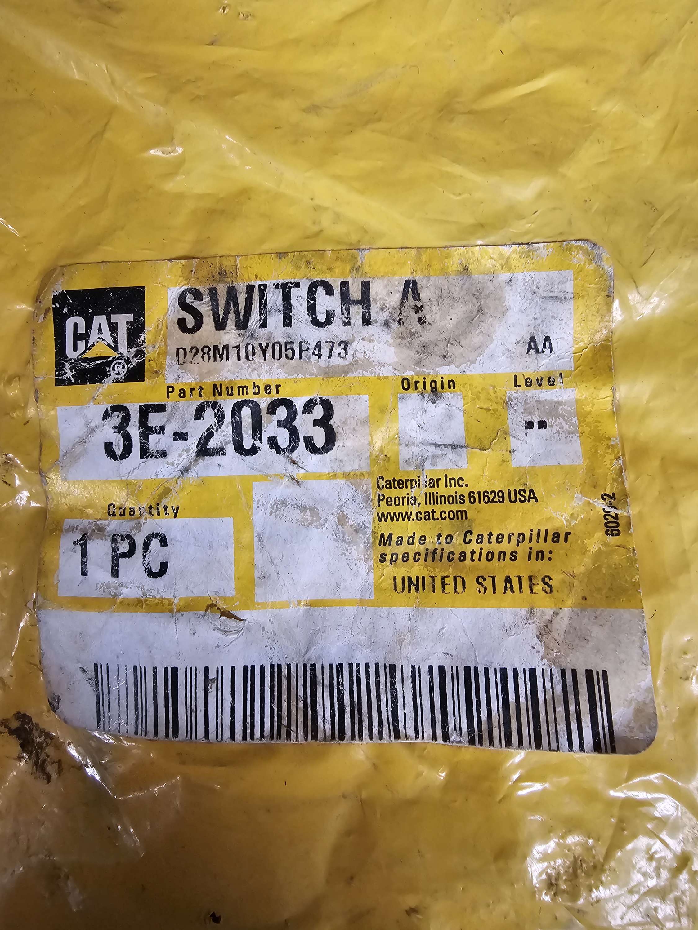 3E-2033 Switch Assembly-Pressure Caterpillar CAT 3E2033