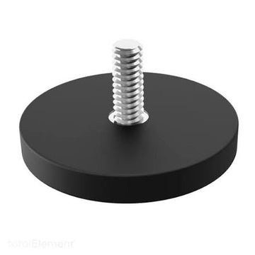 1.69" Rubber Coated Neodymium Magnet Base with M6 Thread Stud & Nylon Lock Nut - 31 lbs Holding Force